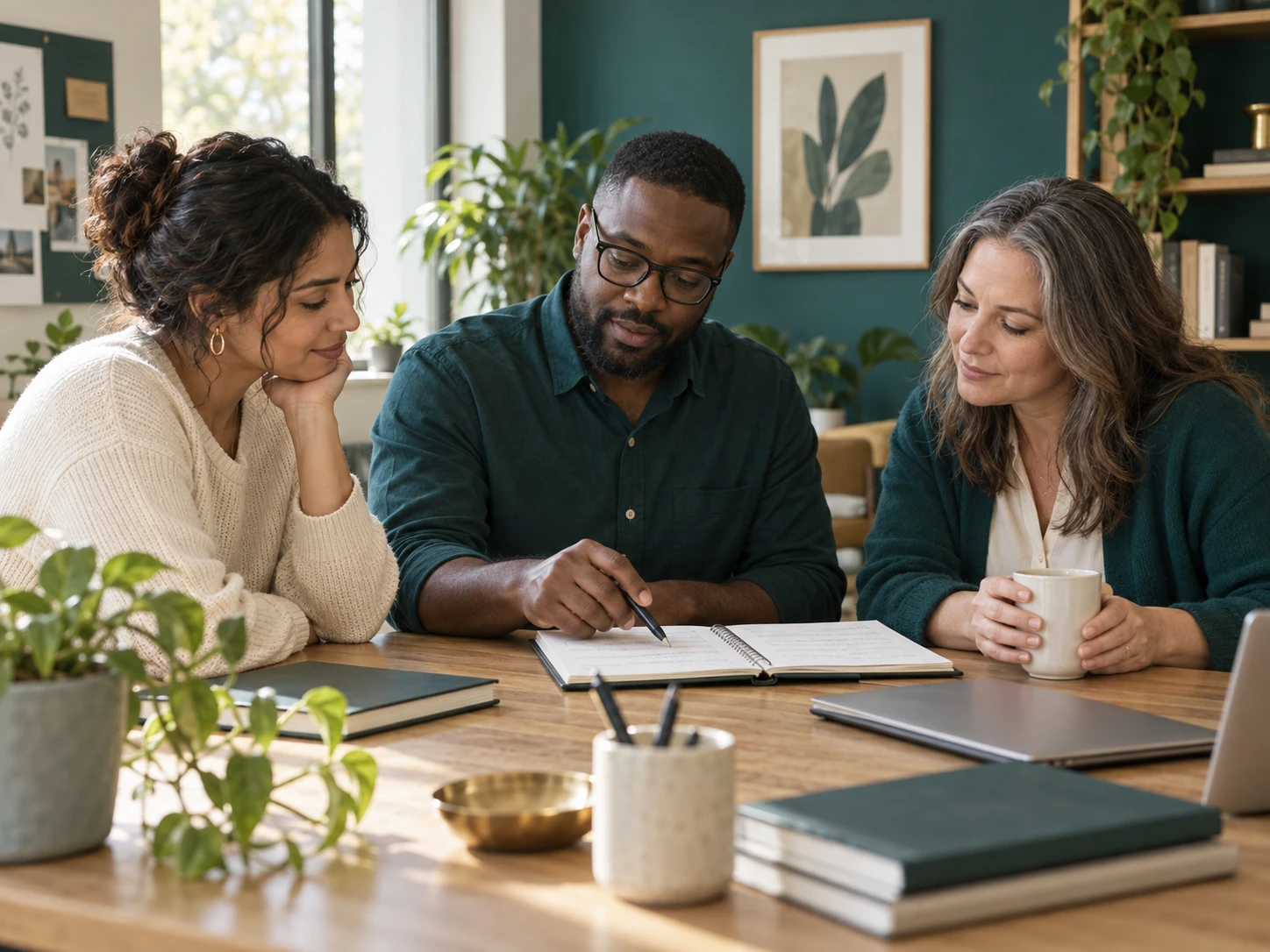 Colleagues studying together